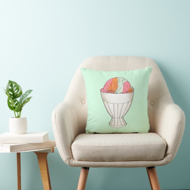 Coussin Rainbow Sherbet crème glacée Sorbet Dessert Vert (Chaise)