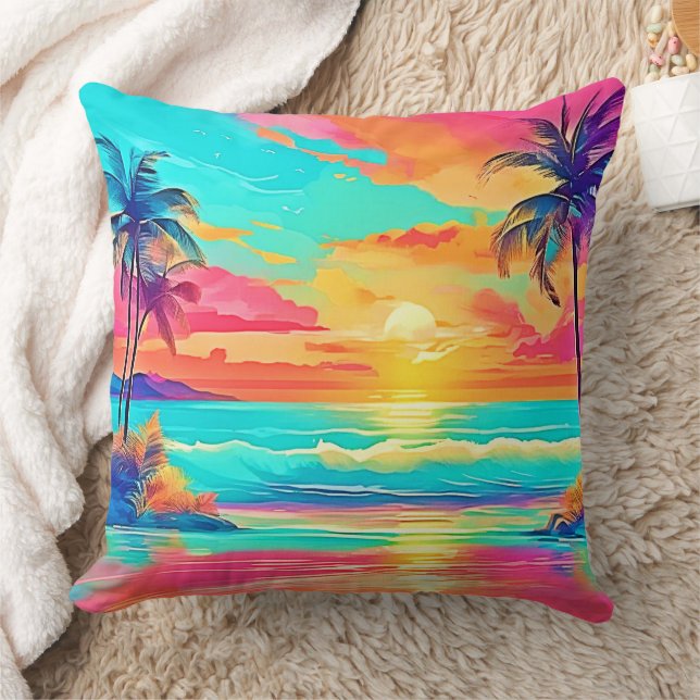 Coussin Rainbow Sunset Beach (Couverture)