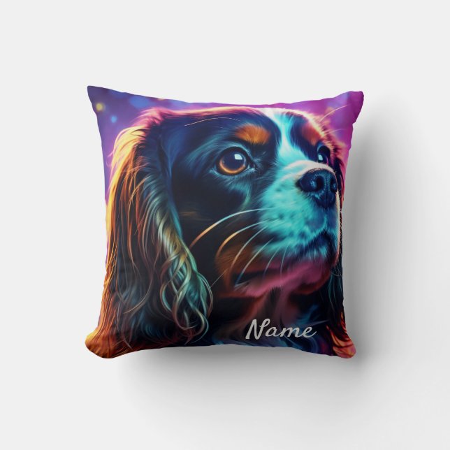 Coussin Rainbow Tri Cavalier King Charles Spaniel Chien (Recto)