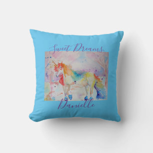 Coussin Rainbow Unicorn Rose Girls Sweet Dreams Cushion