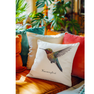 Coussin Rainbow Wings : Art vibrant de colibri