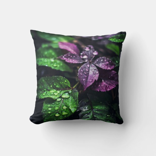 Coussin "Raindrop Symphony : des Feuilles dynamiques" (Recto)