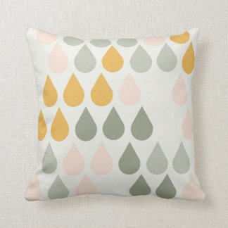 Coussin Raindrops Pastel Print Pink Sage Green Mustard