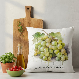 Coussin Raisin de vigne aquarelle personnalisé