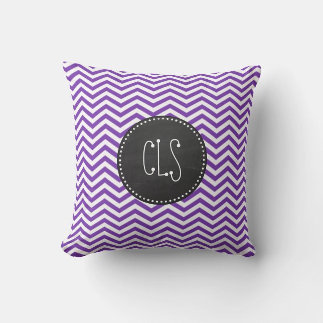 Coussin Raisins Chevron violet de raisin ; aspect tableau (Recto)