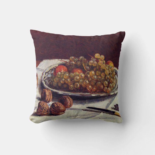 Coussin Raisins et noix sur une table Impressionniste Sisl (Recto)