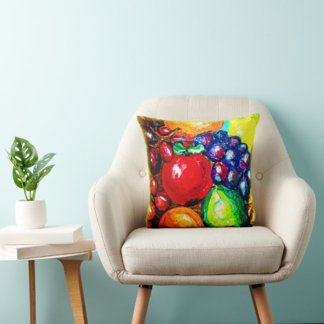 Coussin Raisins, Lime, Orange, Fruits de pomme. Commandez  (Chaise)