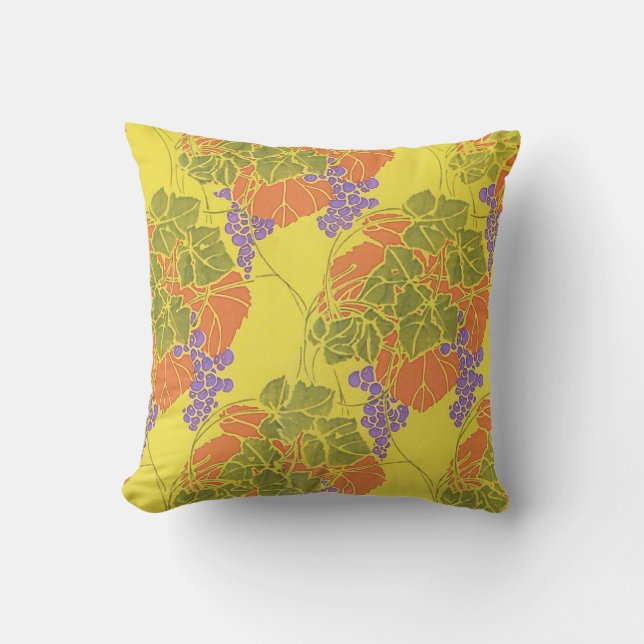 COUSSIN RAISINS, VIGNES DE CÉRÉALES, ORANGE JAUNE VIERGE V (Recto)
