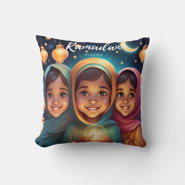 Coussin Ramadan Moubarak, chandelle pour enfants (Recto)