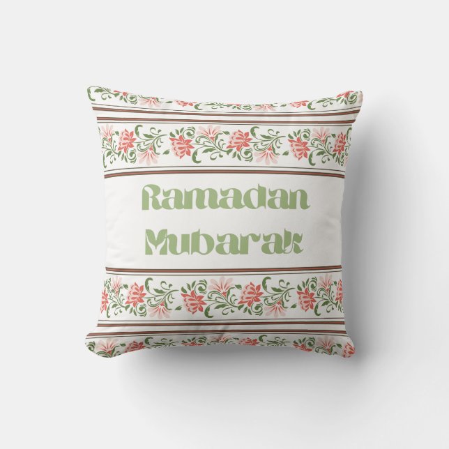 Coussin Ramadan Moubarak motif de bordure arabe islamique (Recto)