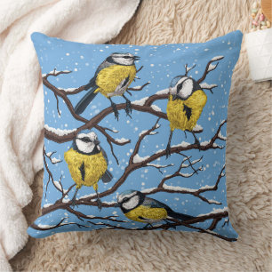 Coussin Rameaux bleus en hiver