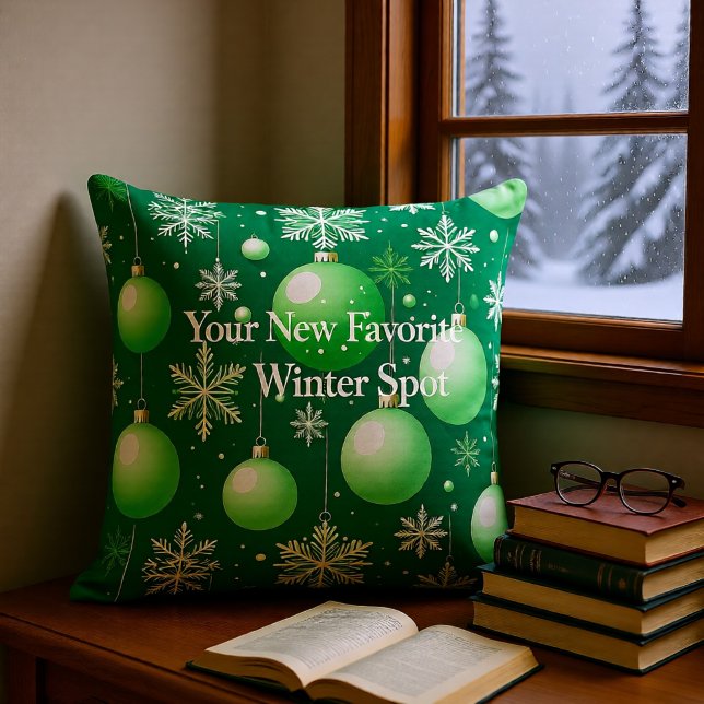 Coussin Rameaux verts et flocons de neige (Créateur téléchargé)