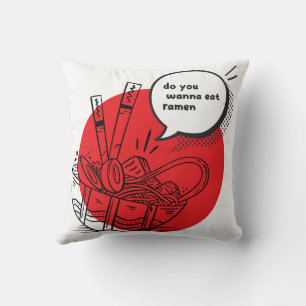 Coussin Ramen Kawaii Mignon - Nourriture Japonaise Drôle