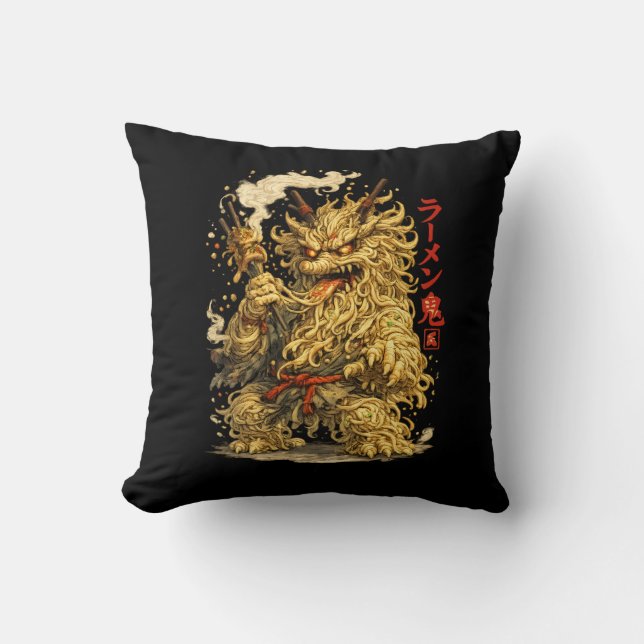 Coussin Ramen Oni – Démon de nouilles japonaises (Recto)