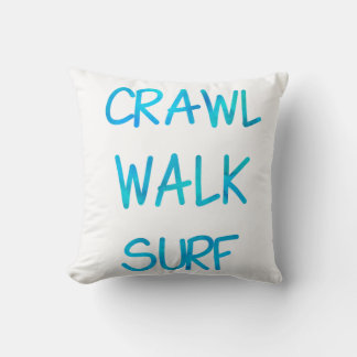 Coussin Ramper Marcher Surfer avec police bleue