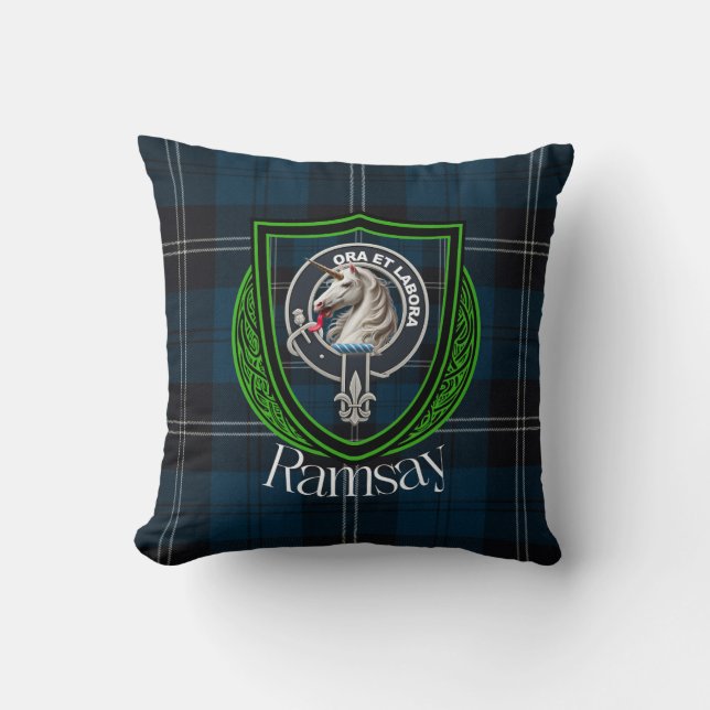 Coussin Ramsay Scottish Clan Tartan & Crest (Recto)