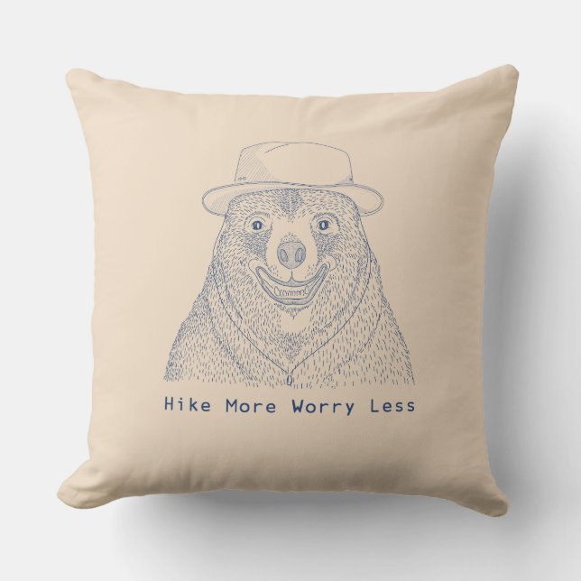 Coussin Randonnée plus Inquiète moins / Ours souriant (Recto)