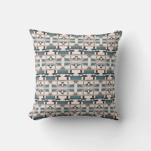 Coussin Rangées de mosaïque de teinte sud-ouest Brun beige (Recto)
