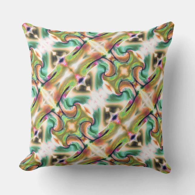 Coussin Rapport vert et marron qui rappelle le bambou (Recto)