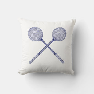 Coussin Raquettes de squash croisées bleues