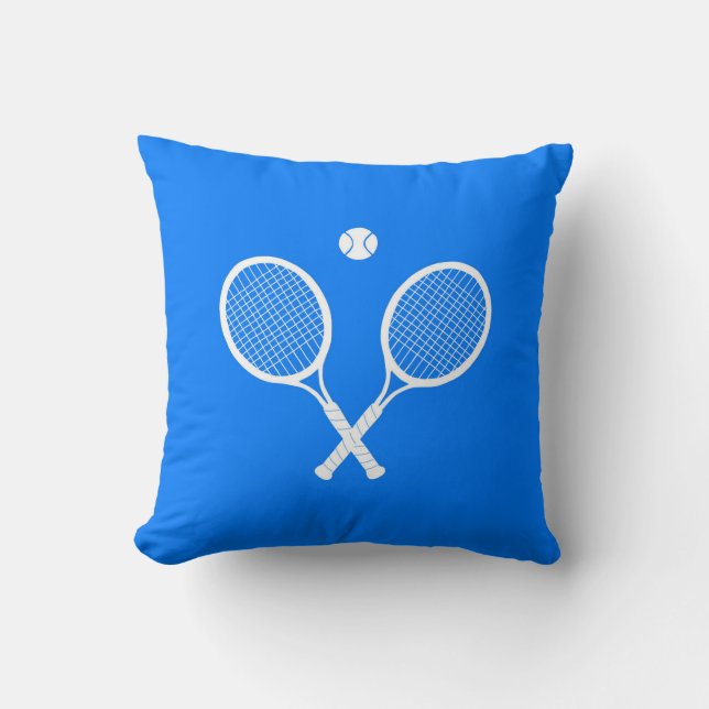 Coussin Raquettes de tennis et boule Ultramarine Blue Hue (Recto)