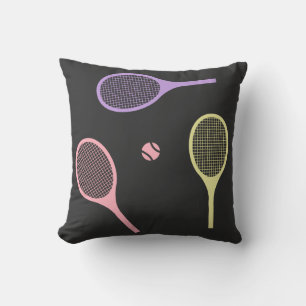Coussin Raquettes de tennis Pastel avec balle de tennis su