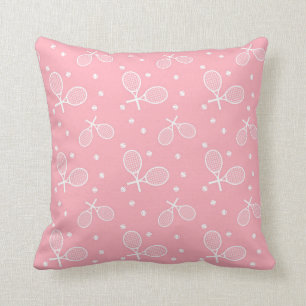 Coussin Raquettes et balles rose tennis personnalisées mot