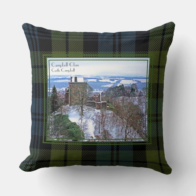 Coussin Rare View Castle Campbell Tartan Photo Neige (Recto)