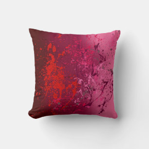 Coussin Raspberry Flurry : peinture abstraite éclaboussée