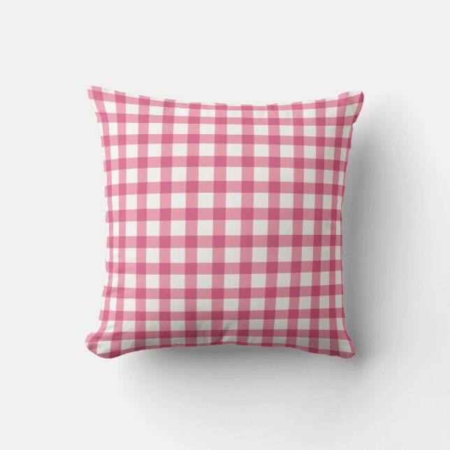 Coussin Raspberry rose En vichy Plaid Motif vérifié (Recto)