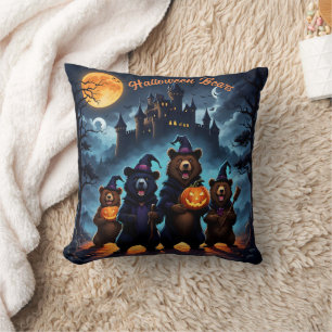 Coussin Rassemblement d'ours d'Halloween dans une forêt éf
