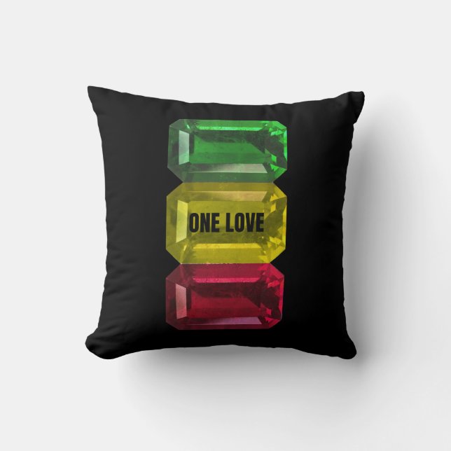 Coussin Rasta One Love en Rouge Jaune Vert (Recto)