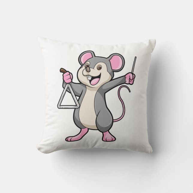 Coussin Rat à Musique avec Triangel (Recto)