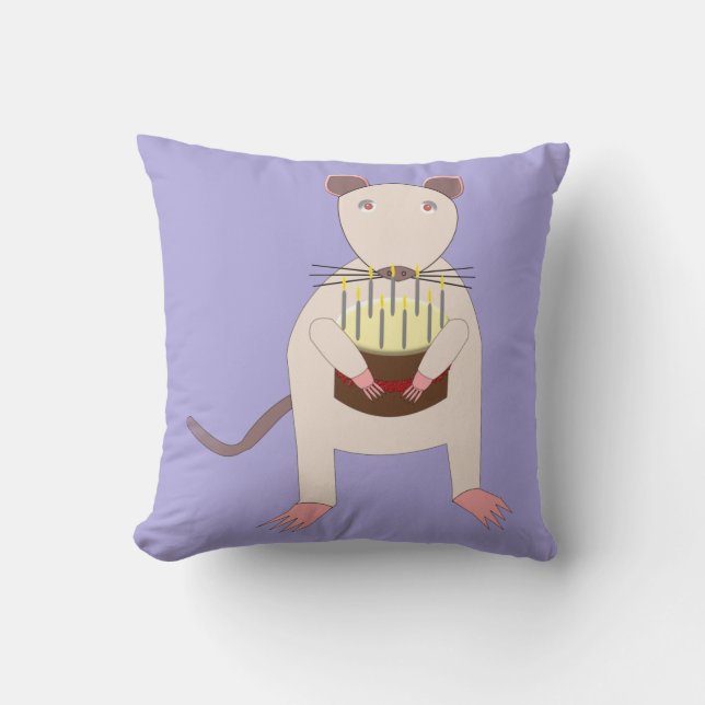 Coussin Rat de Siamese avec gâteau d'anniversaire (Recto)