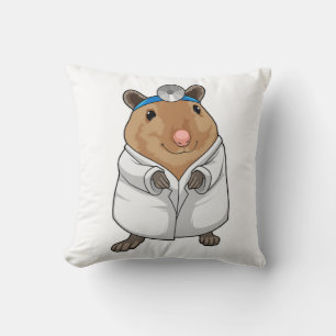 Coussin Rat en docteur avec un manteau de docteur