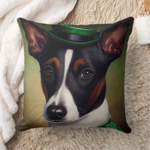 Coussin Rat Terrier Chien en robe de fête St. Patrick