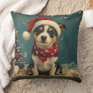Coussin Rat Terrier Chien Noël Plage Vintage