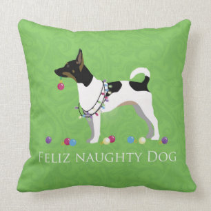 Coussin Rat Terrier Feliz Naughty Chien Noël