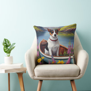 Coussin Rat Terrier sur une pagaie : une aventure Pittores