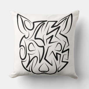 Coussin Rat tribal noir et blanc