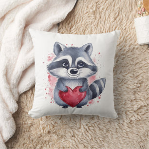 Coussin raton laveur coloré mignon avec coeur
