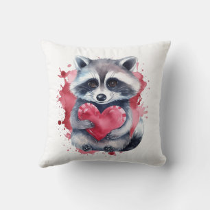 Coussin raton laveur coloré mignon avec coeur
