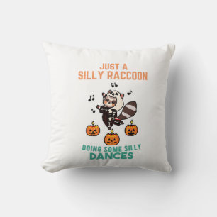 Coussin Raton laveur dansant à la fête de citrouille d'Hal