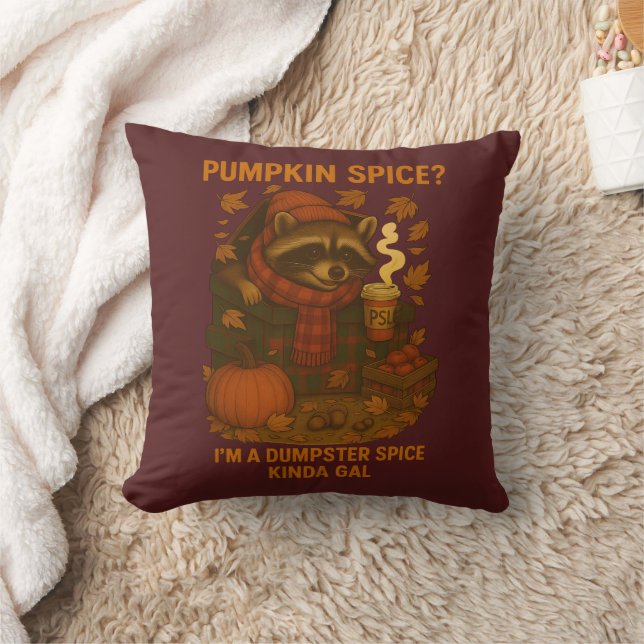 Coussin Raton laveur d'automne latte épicé à la citrouille (Couverture)