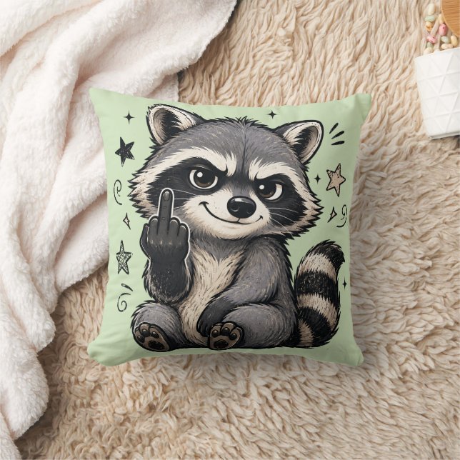 Coussin Raton laveur mignon et impertinent montrant de l'a (Couverture)