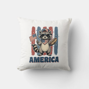 Coussin Raton laveur patriotique America conception de t-s