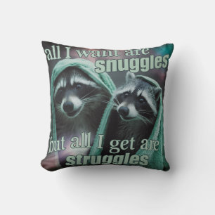 Coussin Raton laveur tout ce que je veux sont des câlins