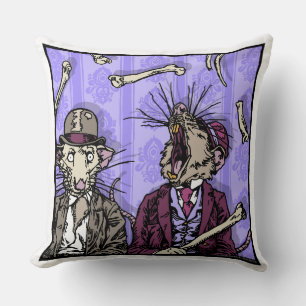 Coussin Rats et os - Pop Goth Nightmare Surreal Carré