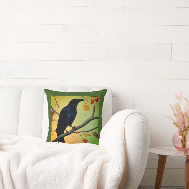 Coussin Raven Amusant Sur Branche Jetée Pillo (Canapé)