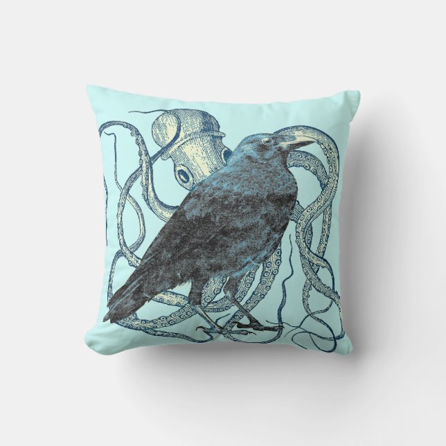 Coussin Raven Dreams of the Octopus (Recto)